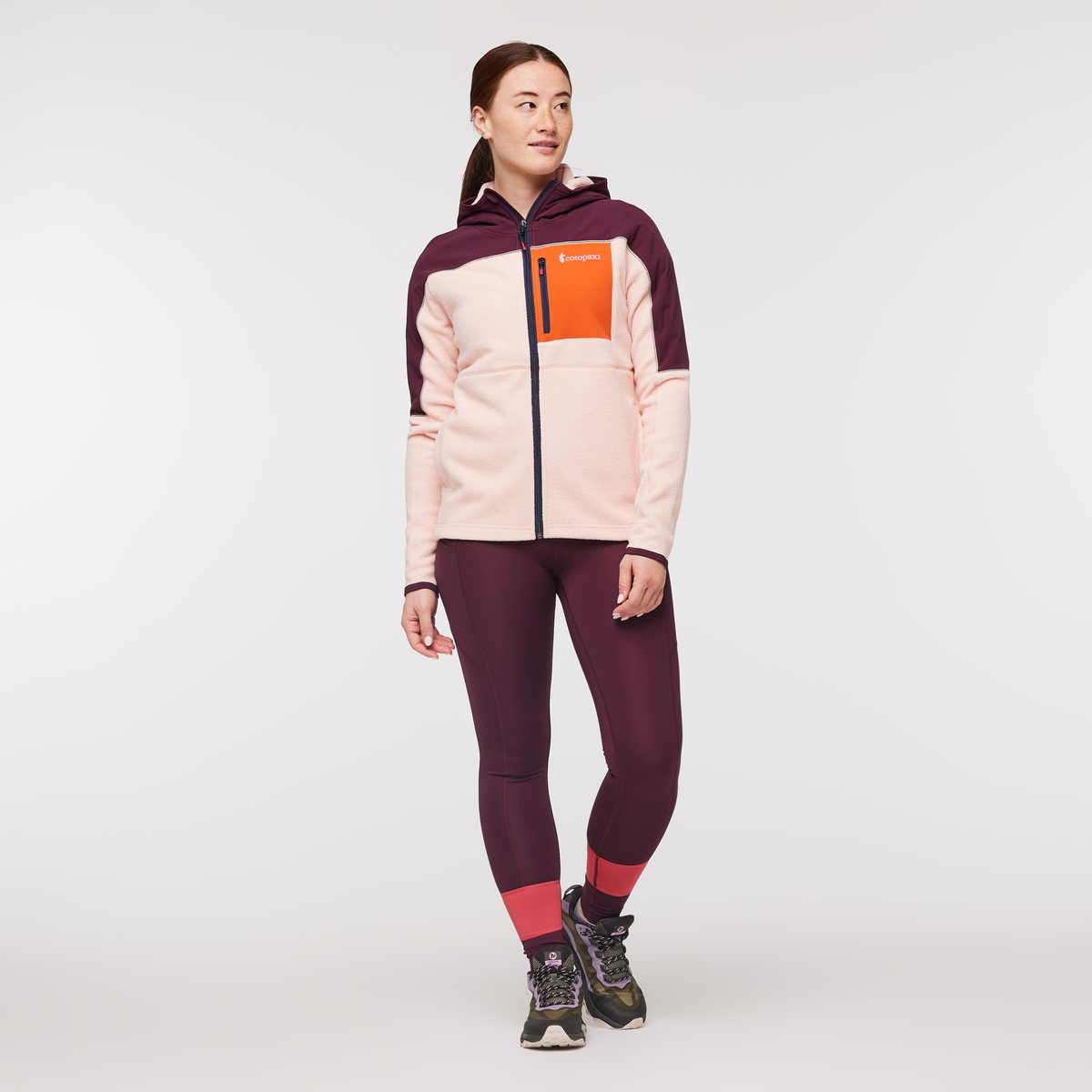 Abrazo Fleece Hooded Full-Zip Jacket - Women's, Wine/Rosewood, Model Aya
