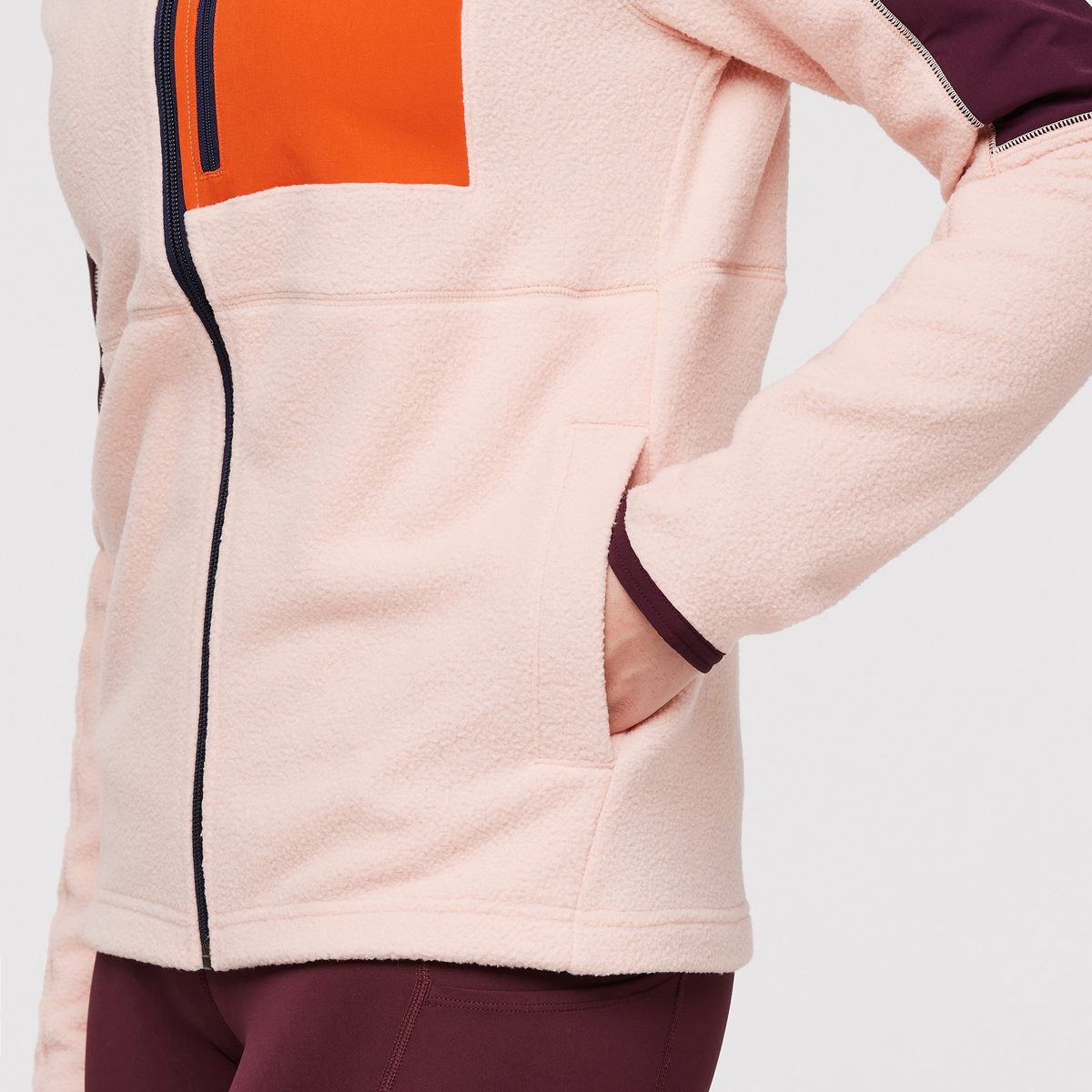 Abrazo Fleece Hooded Full-Zip Jacket - Women's, Wine/Rosewood, Model Aya