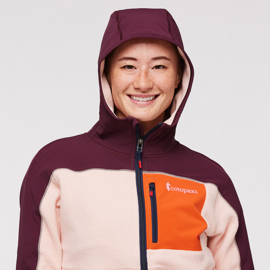 Abrazo Fleece Hooded Full-Zip Jacket - Women's, Wine/Rosewood, Model Aya