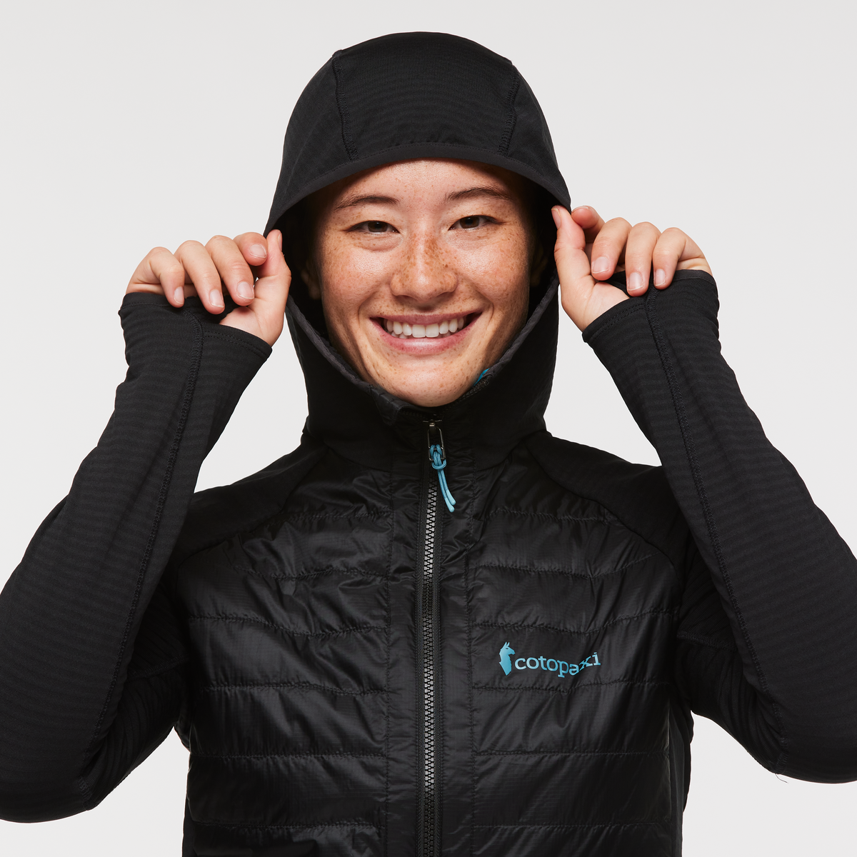 Capa Hybrid Insulated Hooded Jacket - Women's, Black, Model Aya