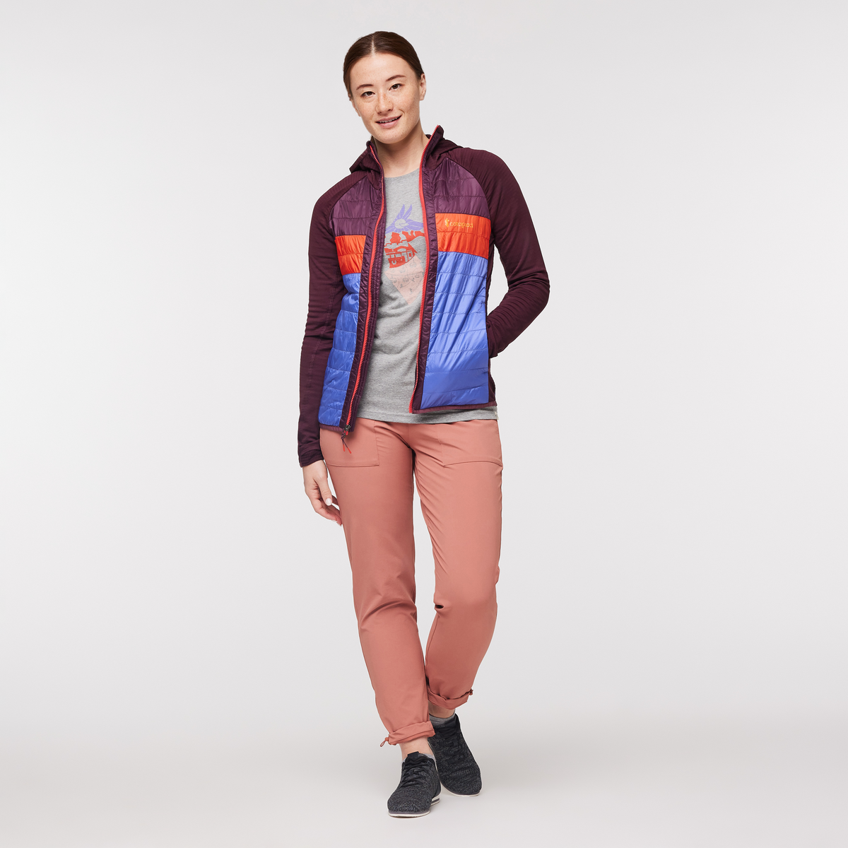 Capa Hybrid Insulated Hooded Jacket - Women's, Wine/Amethyst, Model Aya