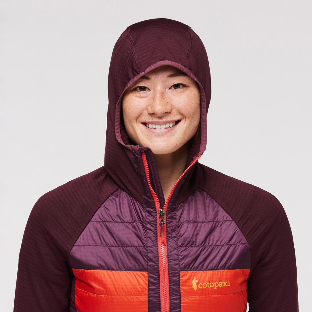 Capa Hybrid Insulated Hooded Jacket - Women's, Wine/Amethyst, Model Aya