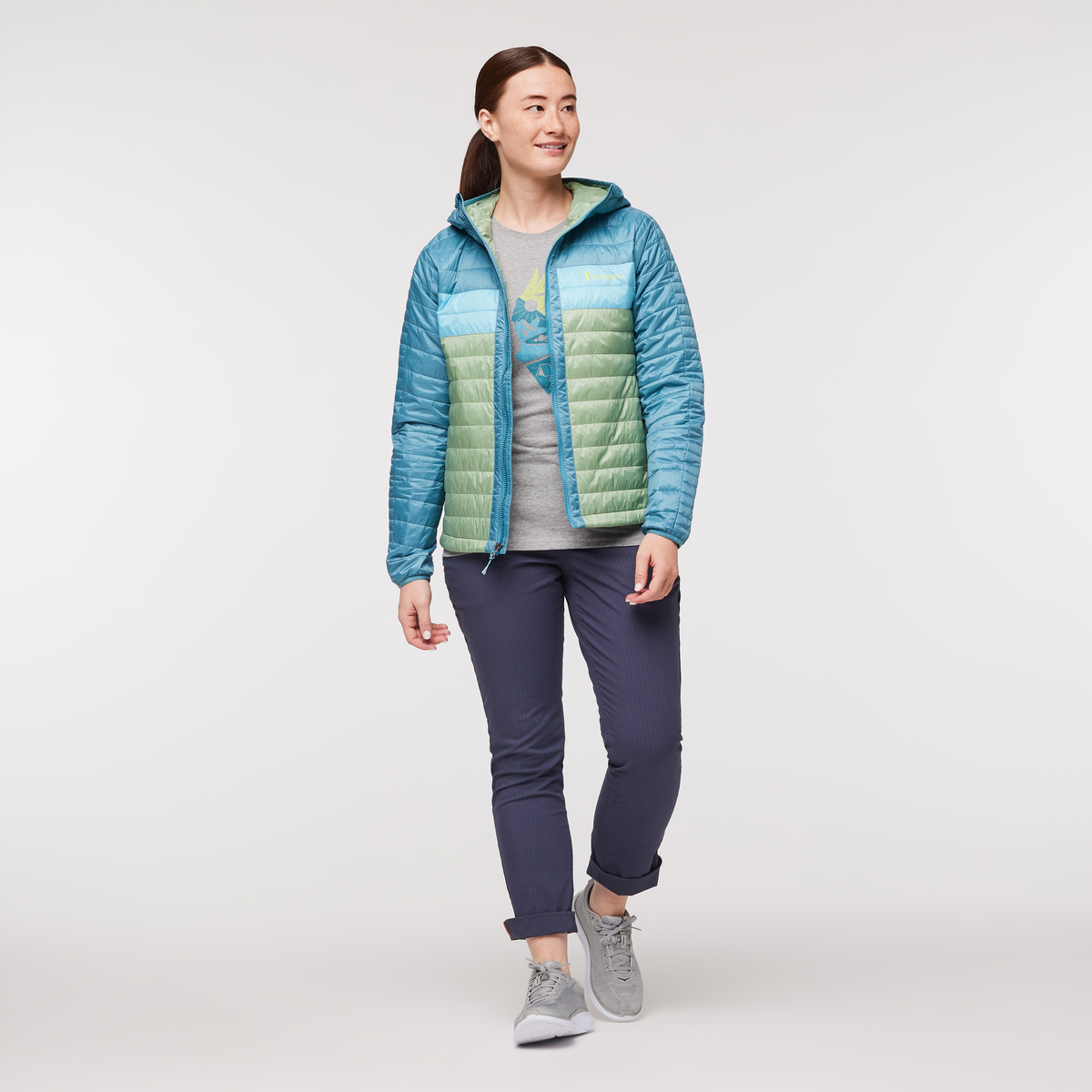 Capa Insulated Hooded Jacket - Women's, Drizzle/Aspen, Model Aya