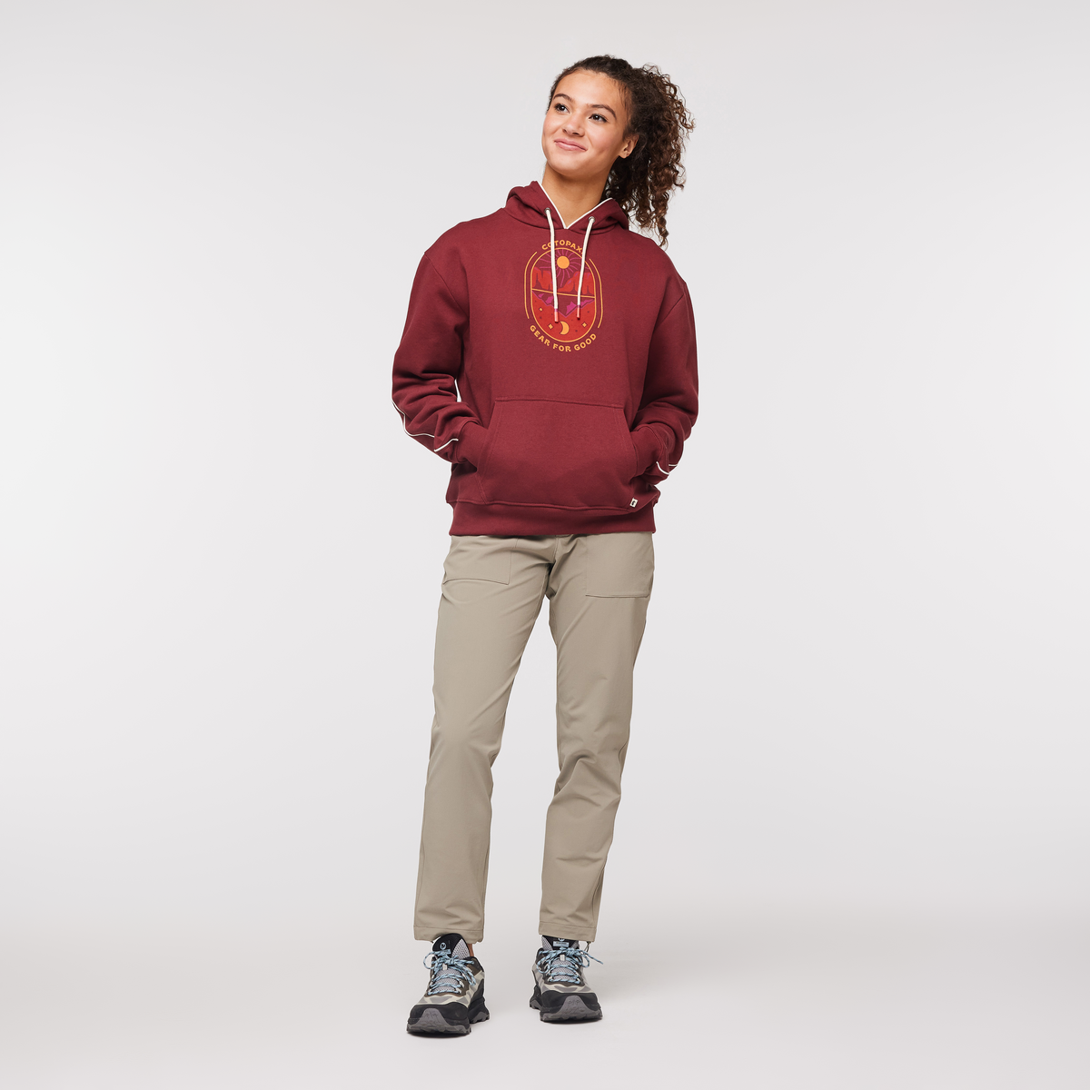 Day And Night Pullover Hoodie - Women's, Burgundy, Model London