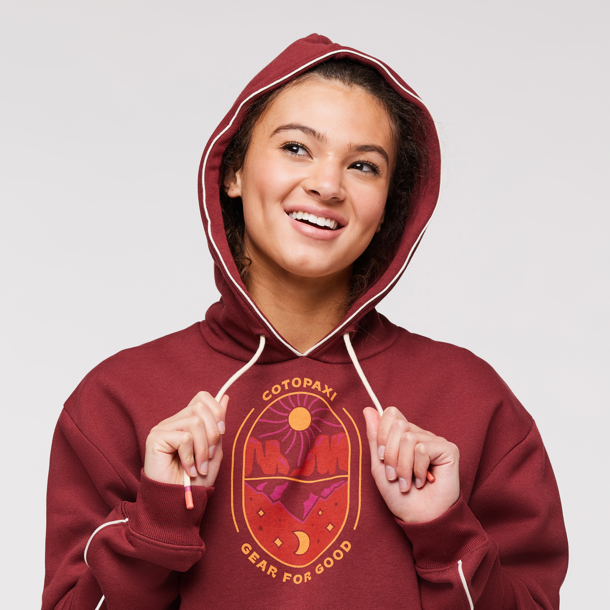 Day And Night Pullover Hoodie - Women's, Burgundy, Model London