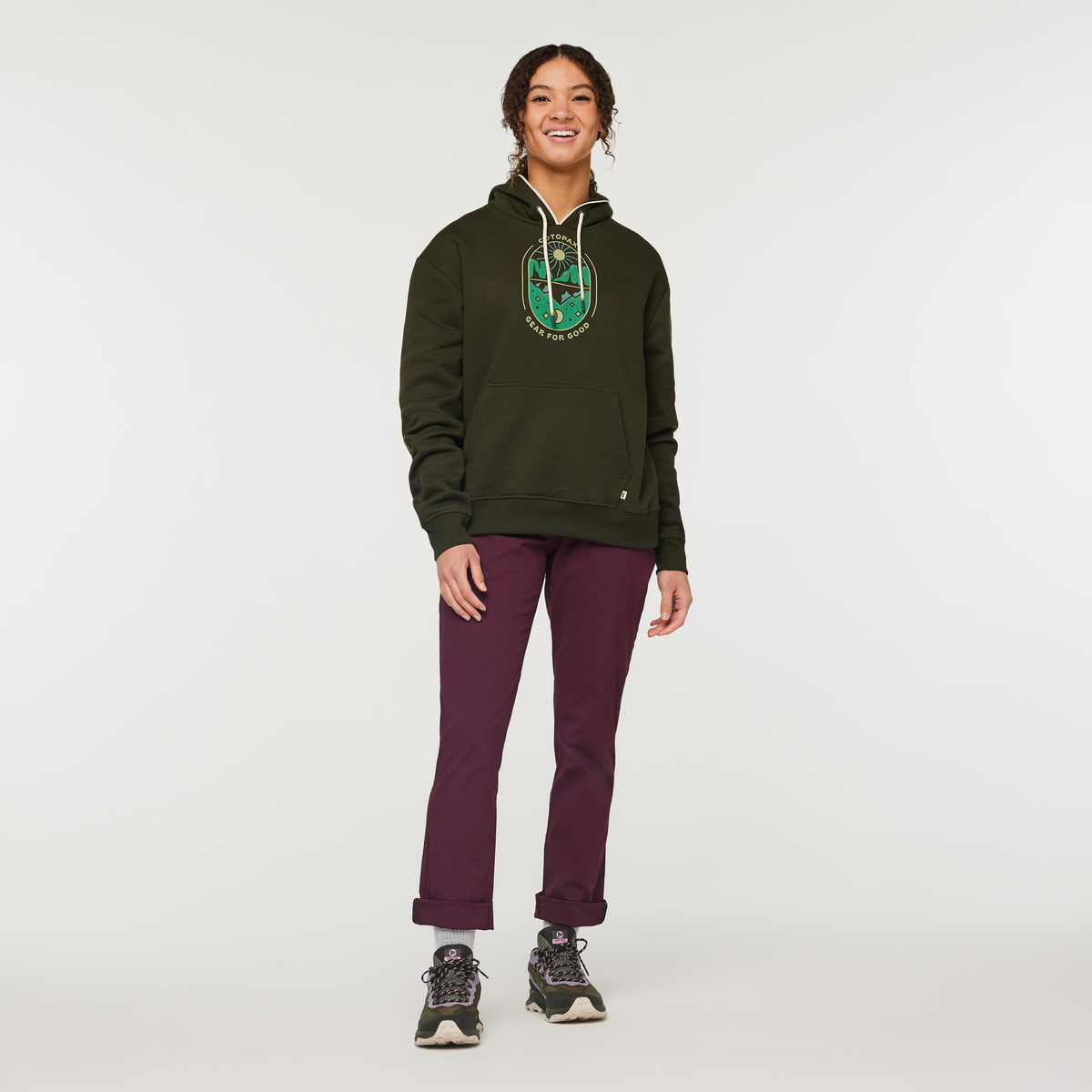 Day And Night Organic Pullover Hoodie - Women's, Woods, Model London