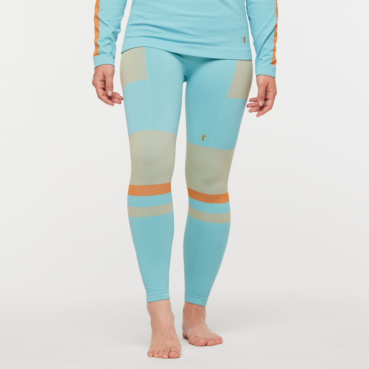 Debajo Seamless Baselayer Tight - Women's, Bluebird Stripes, Model Aya