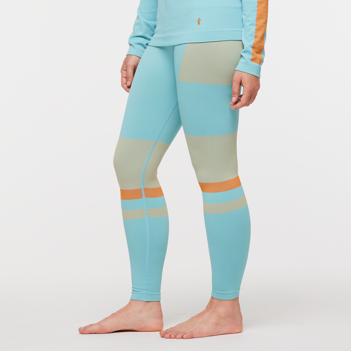 Debajo Seamless Baselayer Tight - Women's, Bluebird Stripes, Model Aya