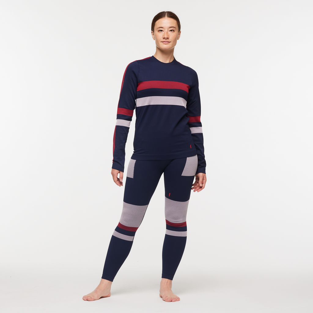 Debajo Seamless Baselayer Tight - Women's, Ink Stripes, Model Aya