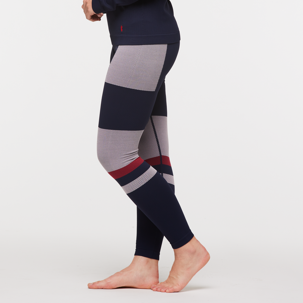 Debajo Seamless Baselayer Tight - Women's, Ink Stripes, Model Aya