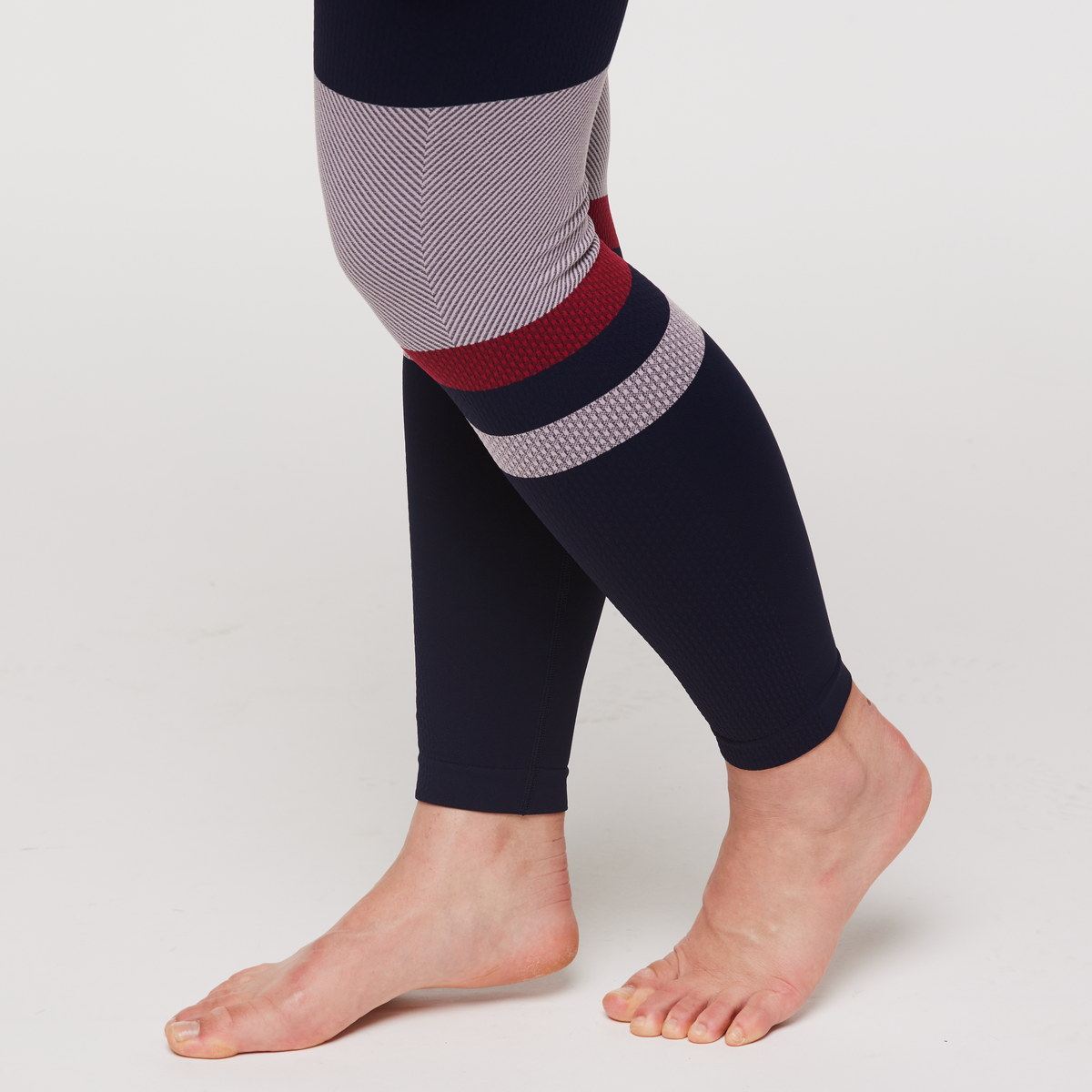 Debajo Seamless Baselayer Tight - Women's, Ink Stripes, Model Aya