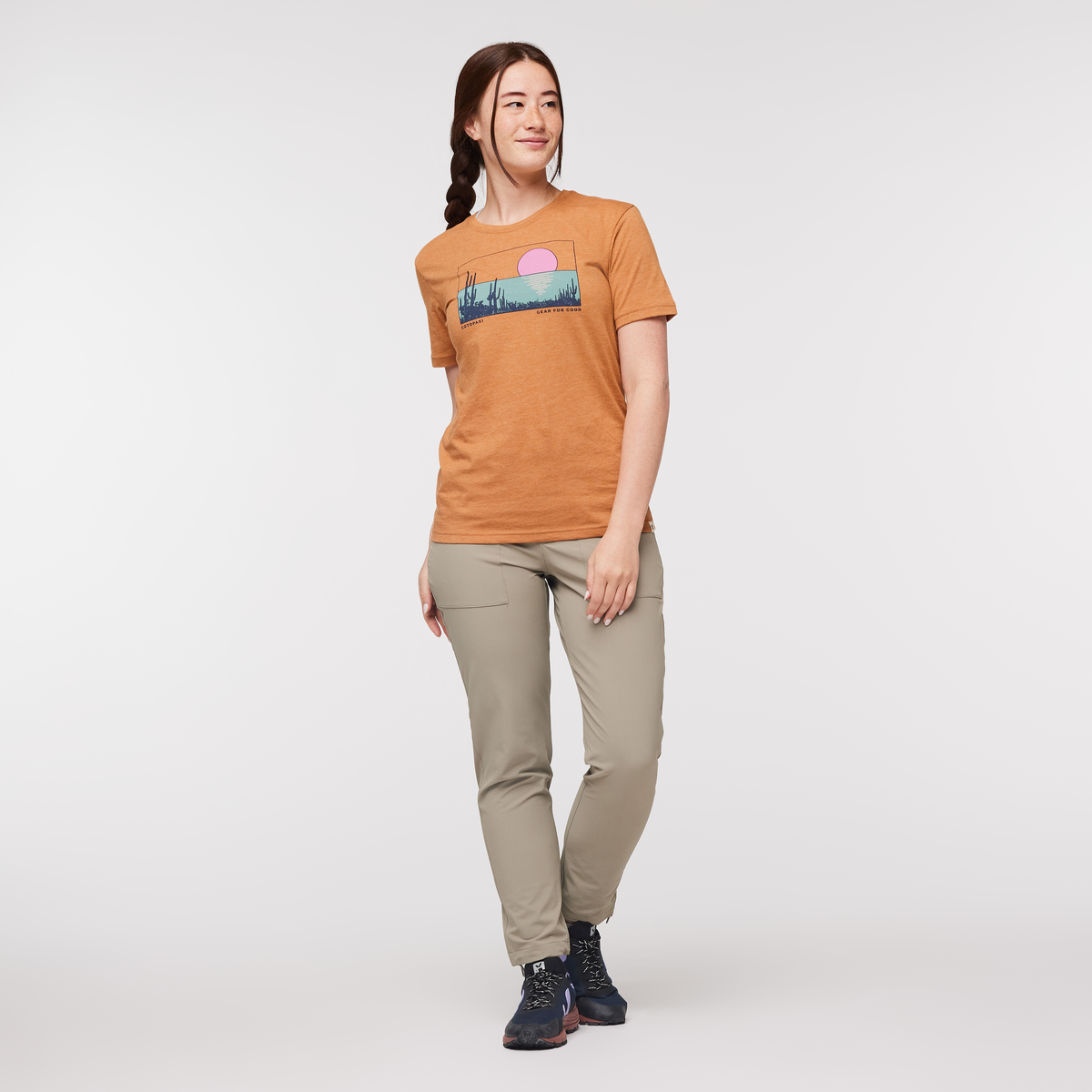 Desert View T-Shirt - Women's, Saddle, Model Aya