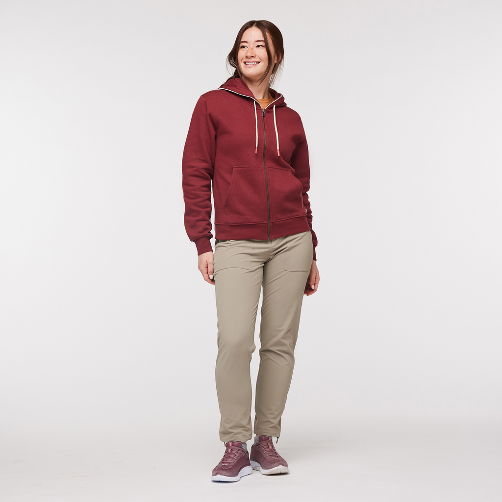 Do Good Organic Full-Zip Hoodie - Women's, Burgundy, Model Aya