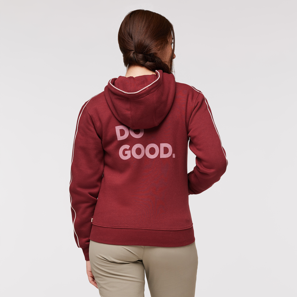 Do Good Organic Full-Zip Hoodie - Women's, Burgundy, Model Aya