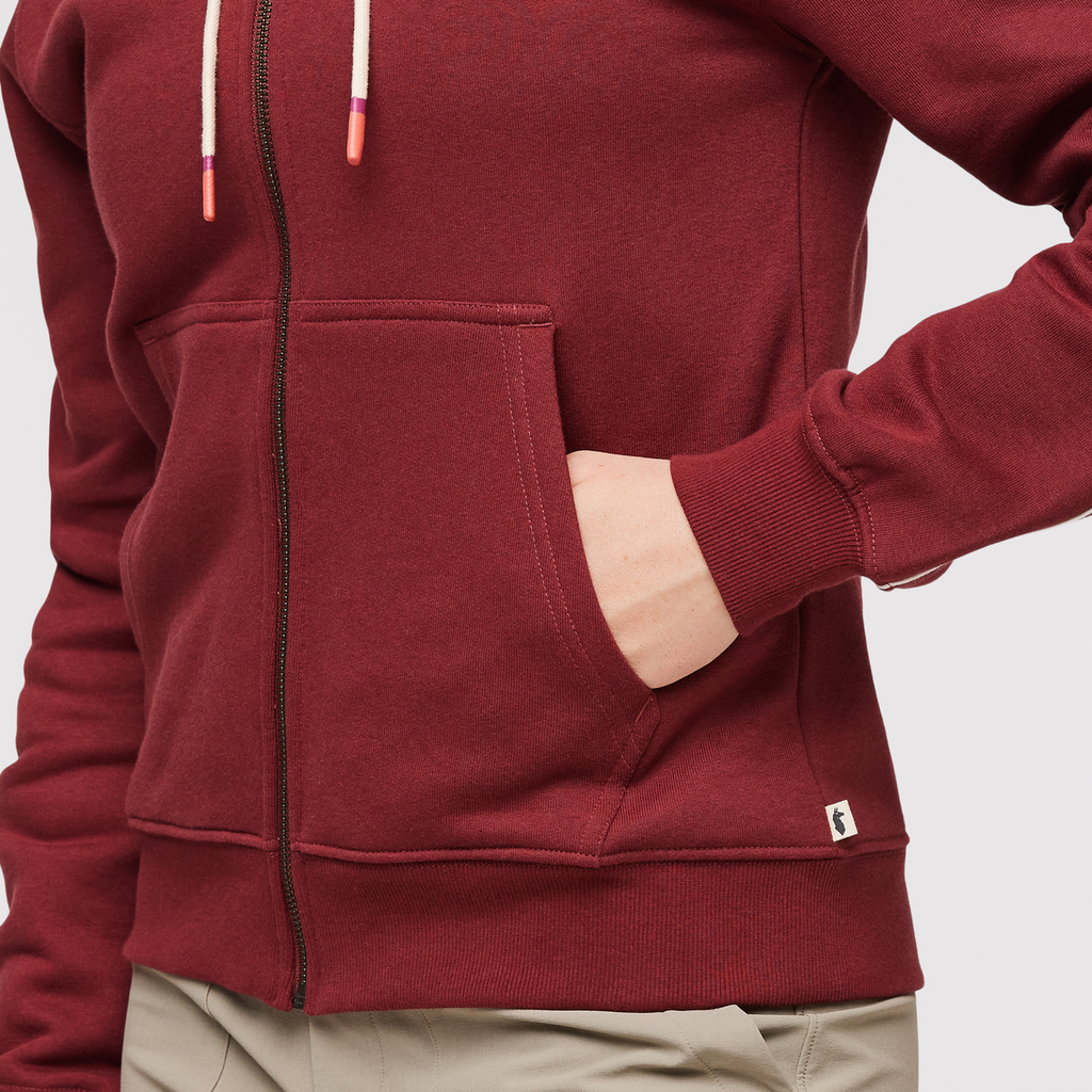 Do Good Organic Full-Zip Hoodie - Women's, Burgundy, Model Aya