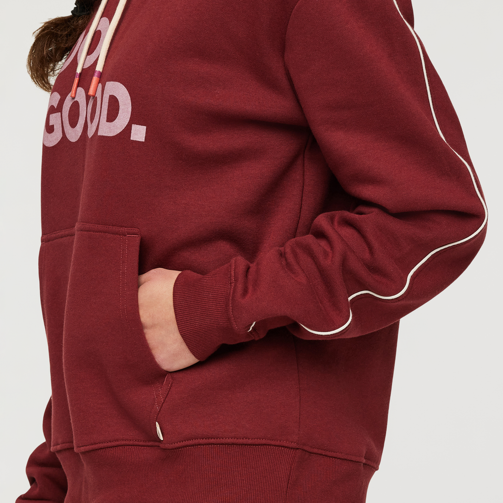 Do Good Organic Pullover Hoodie - Women's, Burgundy, Model London