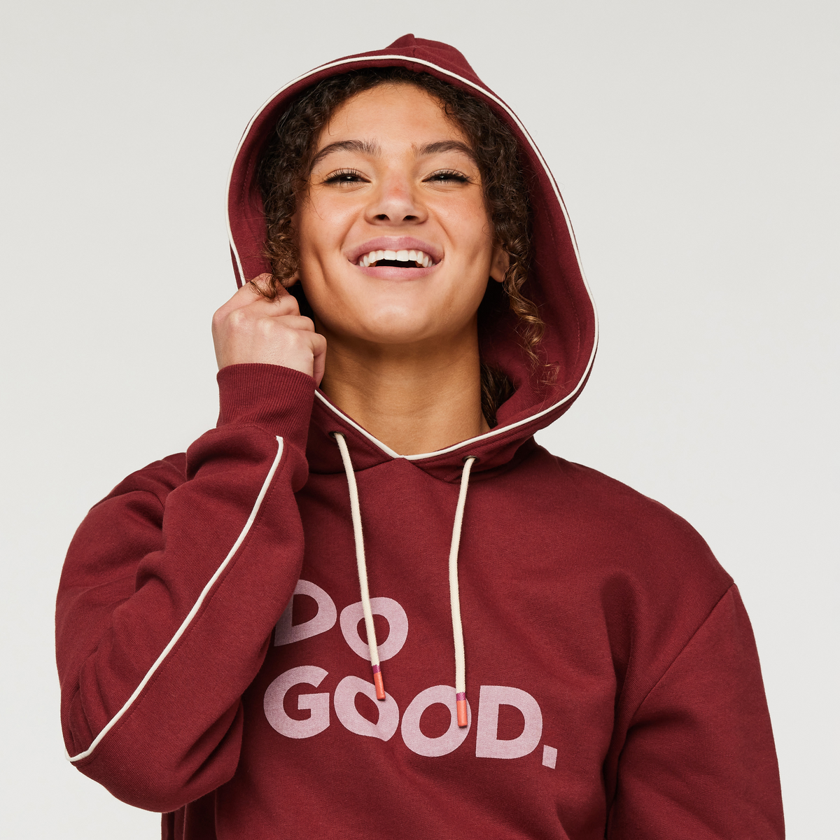 Do Good Organic Pullover Hoodie - Women's, Burgundy, Model London