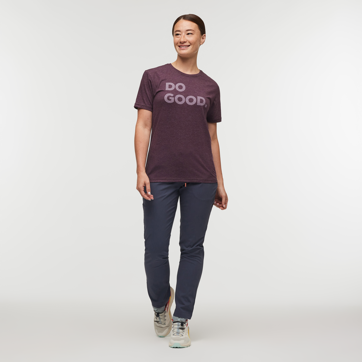 Do Good T-Shirt - Women's, Wine, Model Aya