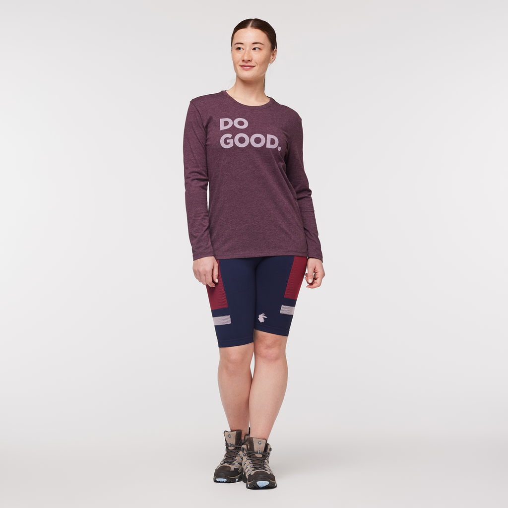 Do Good Long-Sleeve T-Shirt - Women's, Wine, Model Aya