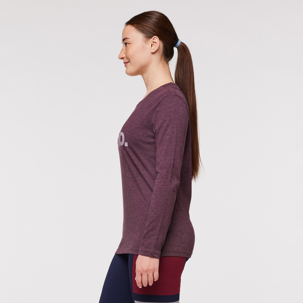 Do Good Long-Sleeve T-Shirt - Women's, Wine, Model Aya