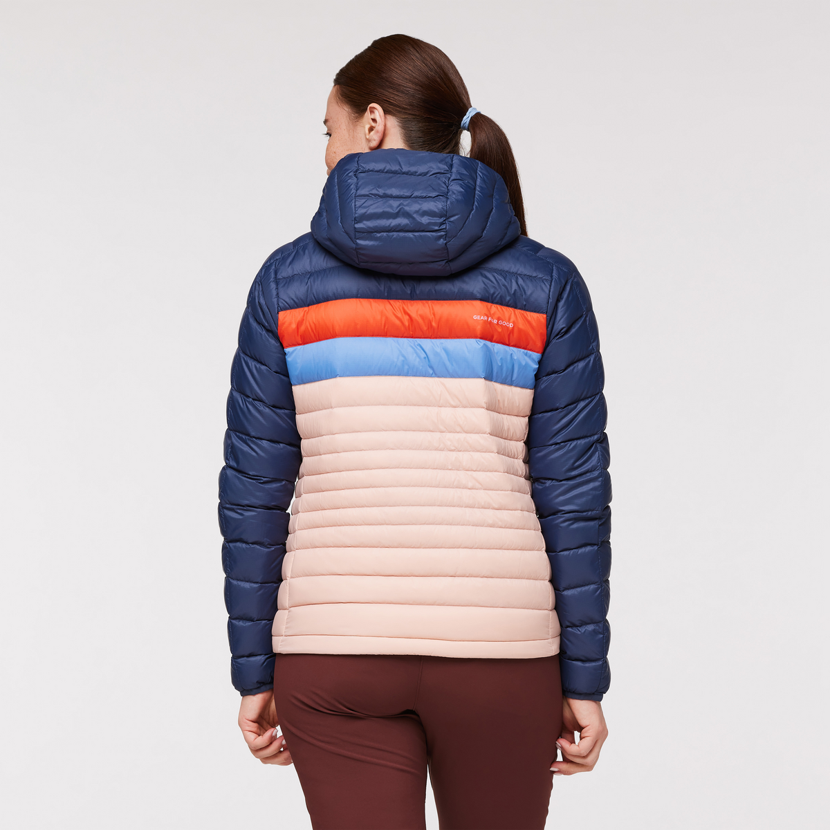 Fuego Hooded Down Jacket - Women's, Ink/Rosewood, Model Aya