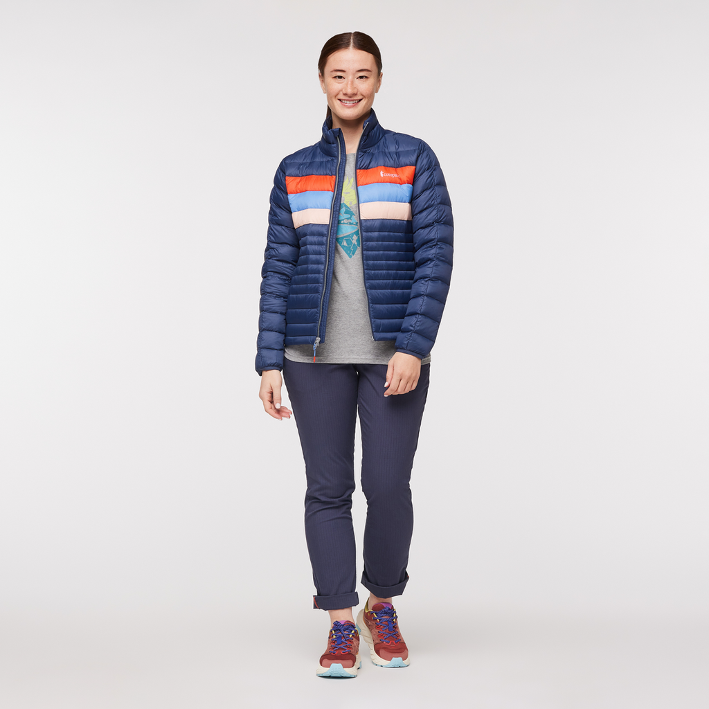 Fuego Down Jacket - Women's, Ink/Rosewood, Model Aya