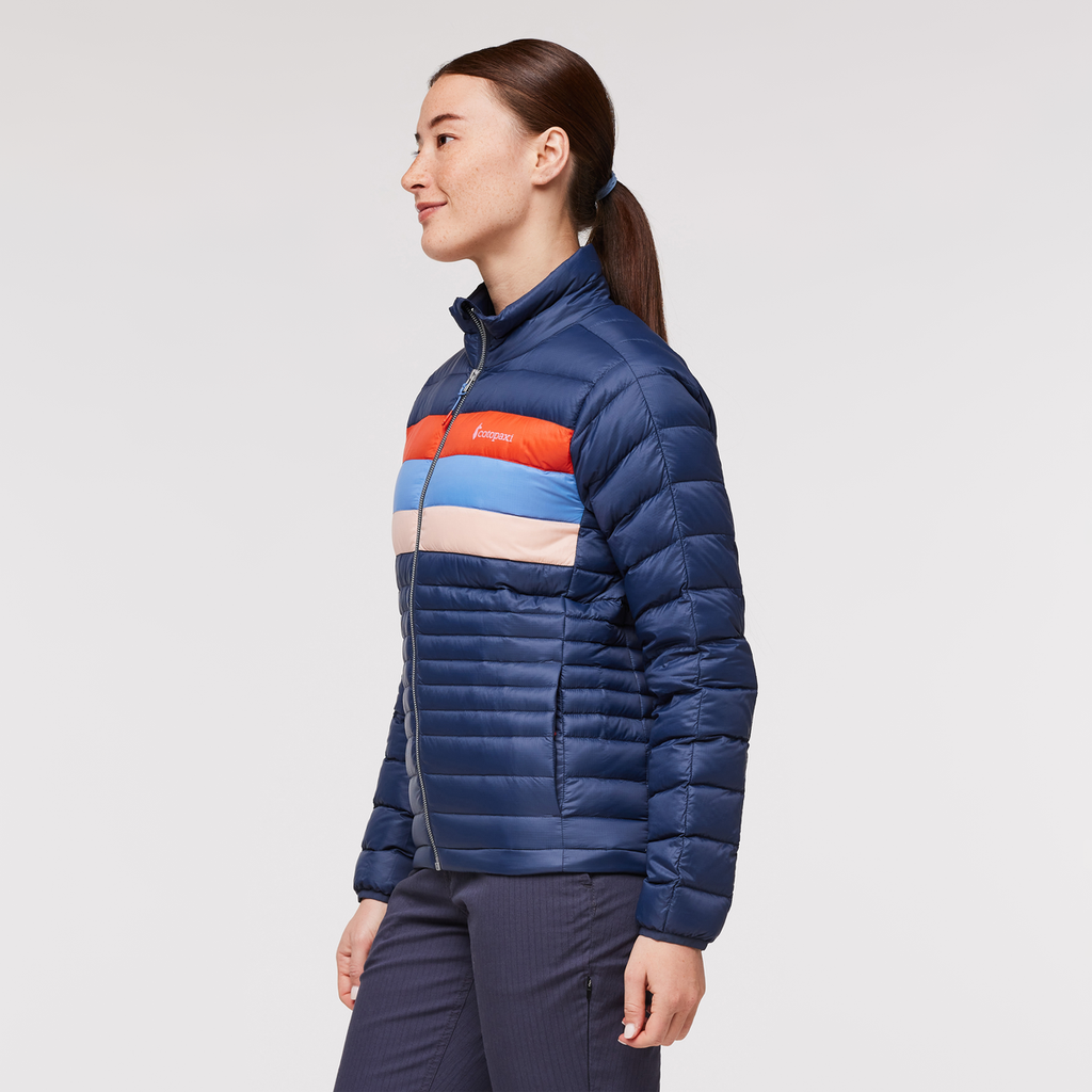 Fuego Down Jacket - Women's, Ink/Rosewood, Model Aya