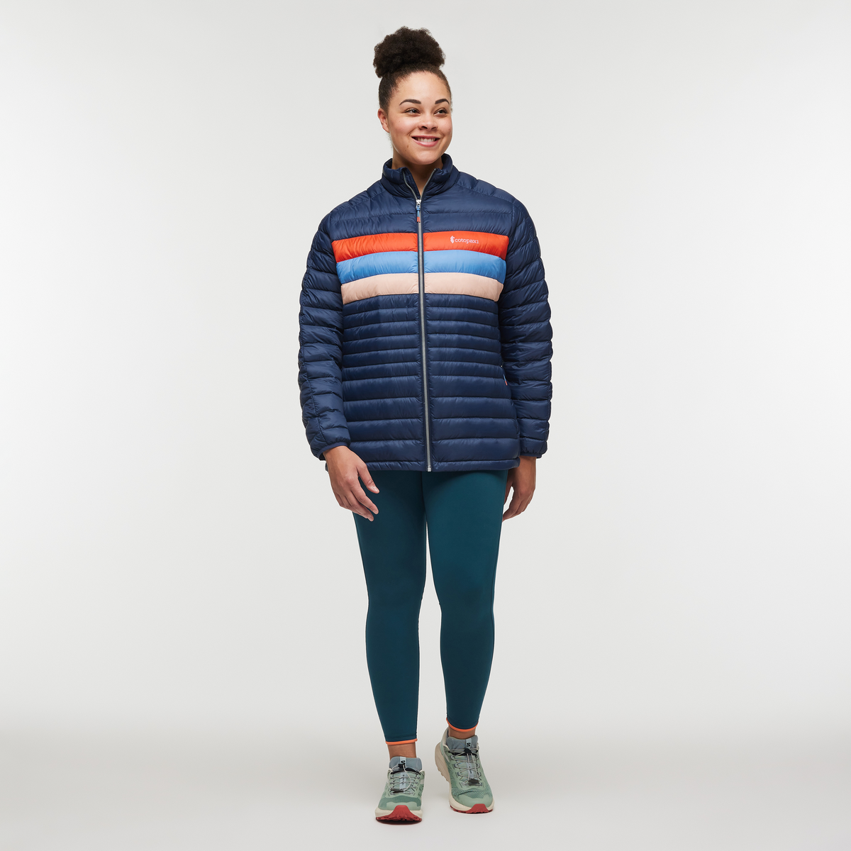 Fuego Down Jacket - Women's, Ink/Rosewood, Model Brianna
