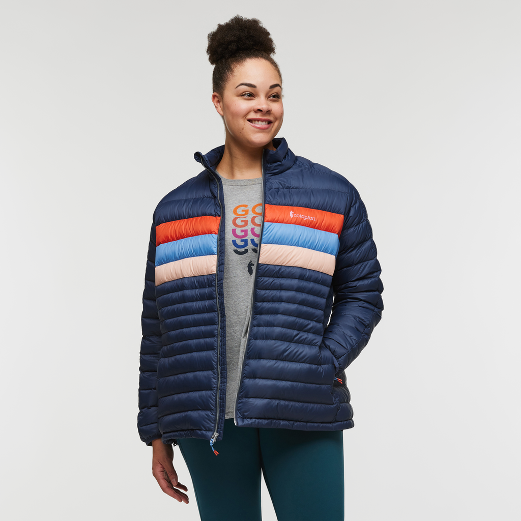 Fuego Down Jacket - Women's, Ink/Rosewood, Model Brianna