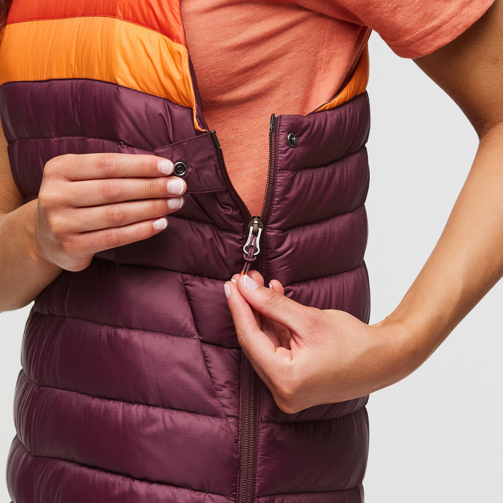 Fuego Down Overall - Women's, Wine Stripes, Model London