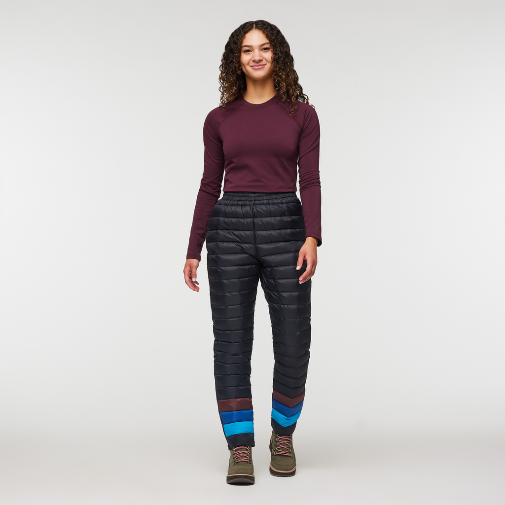 Fuego Down Pant - Women's, Black Stripes, Model London