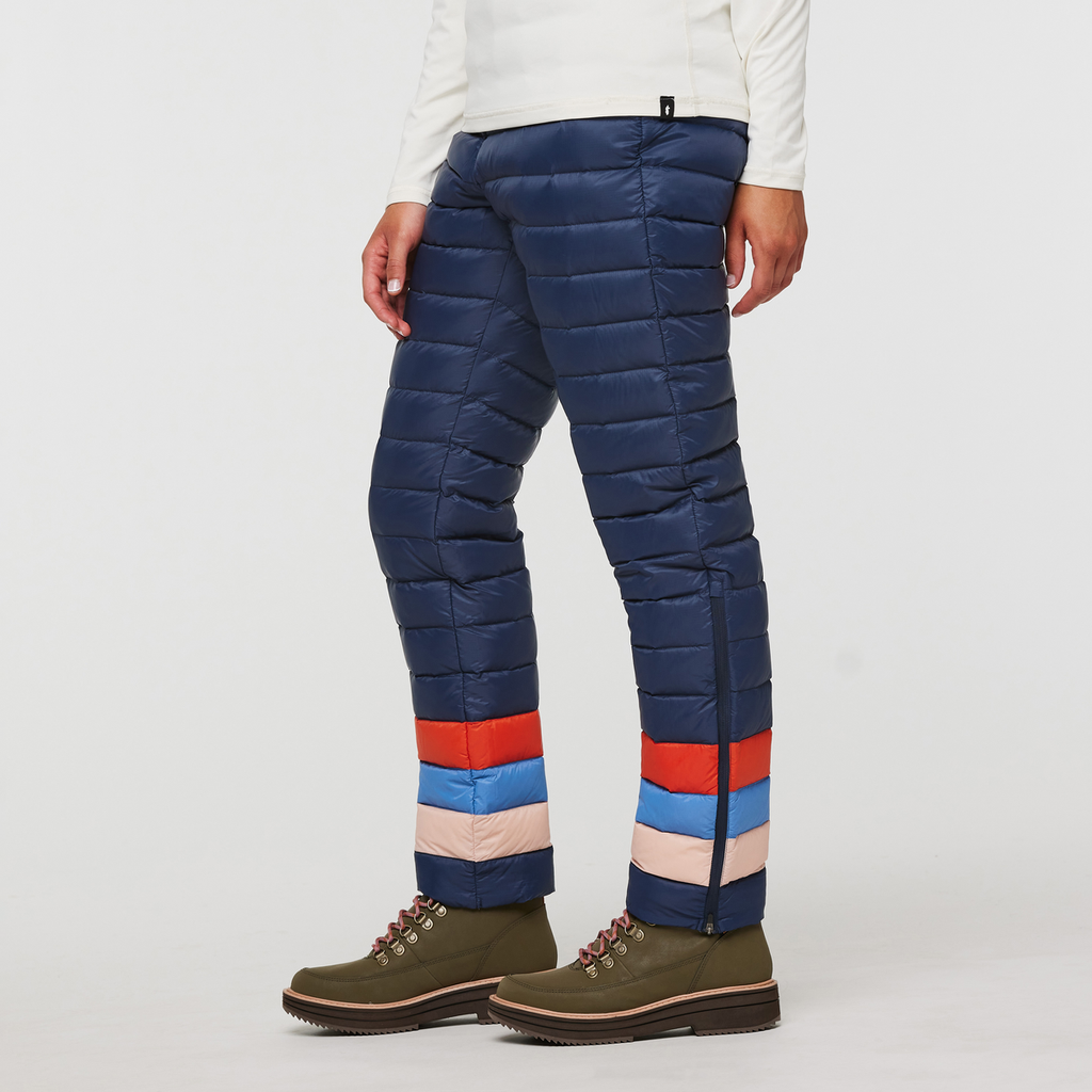 Fuego Down Pant - Women's, Ink Stripes, Model London
