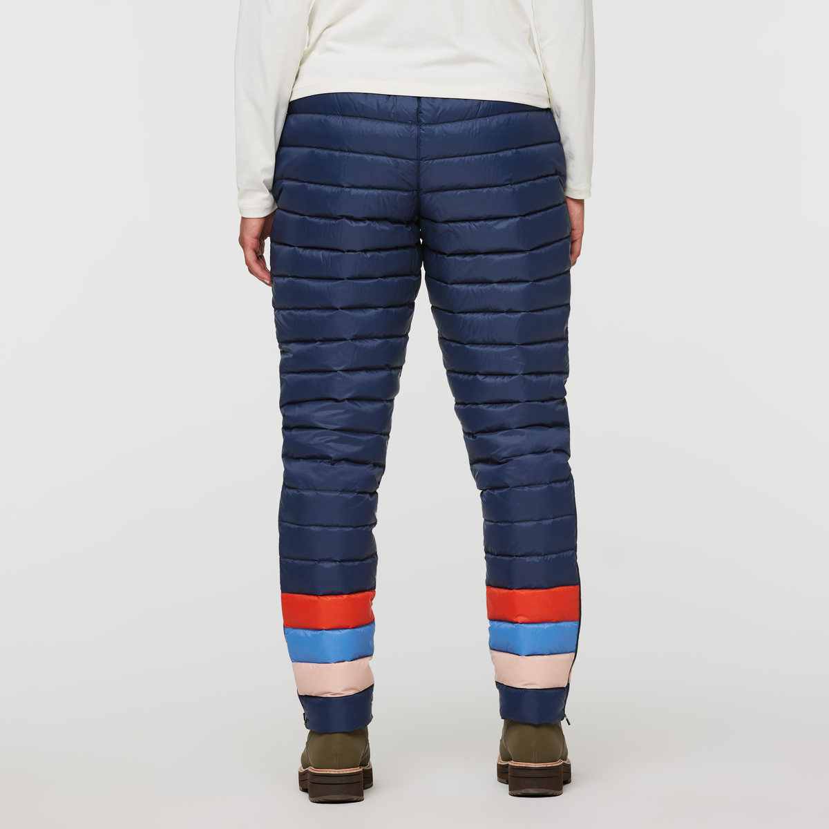 Fuego Down Pant - Women's, Ink Stripes, Model London