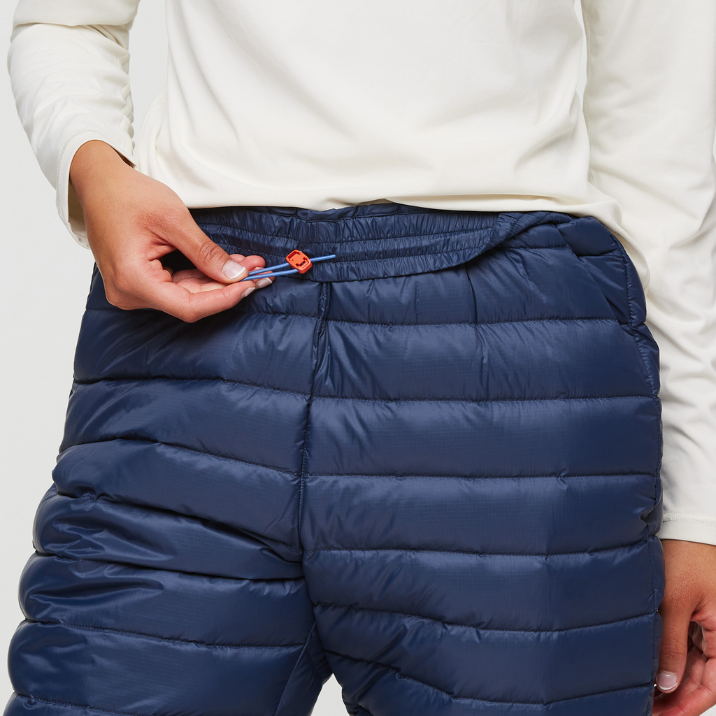 Fuego Down Pant - Women's, Ink Stripes, Model London