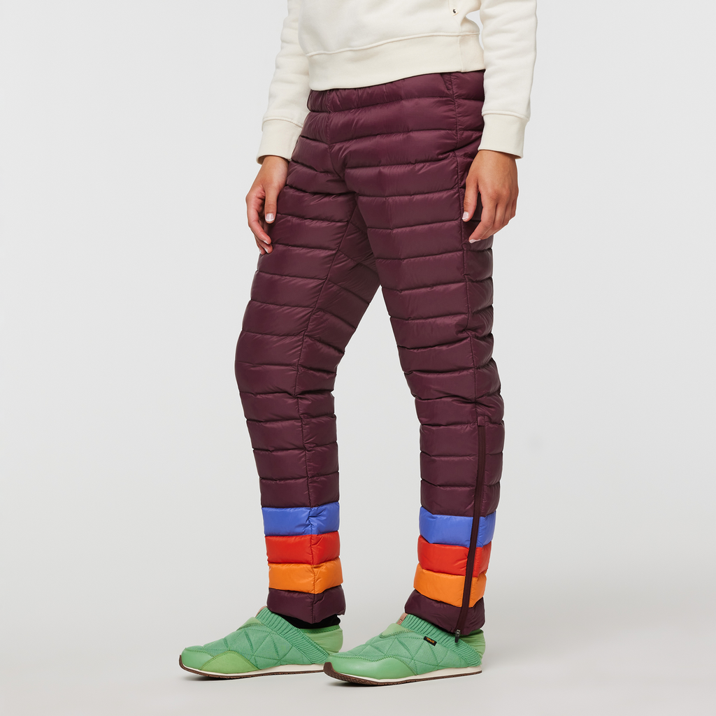 Fuego Down Pant - Women's, Wine Stripes, Model London