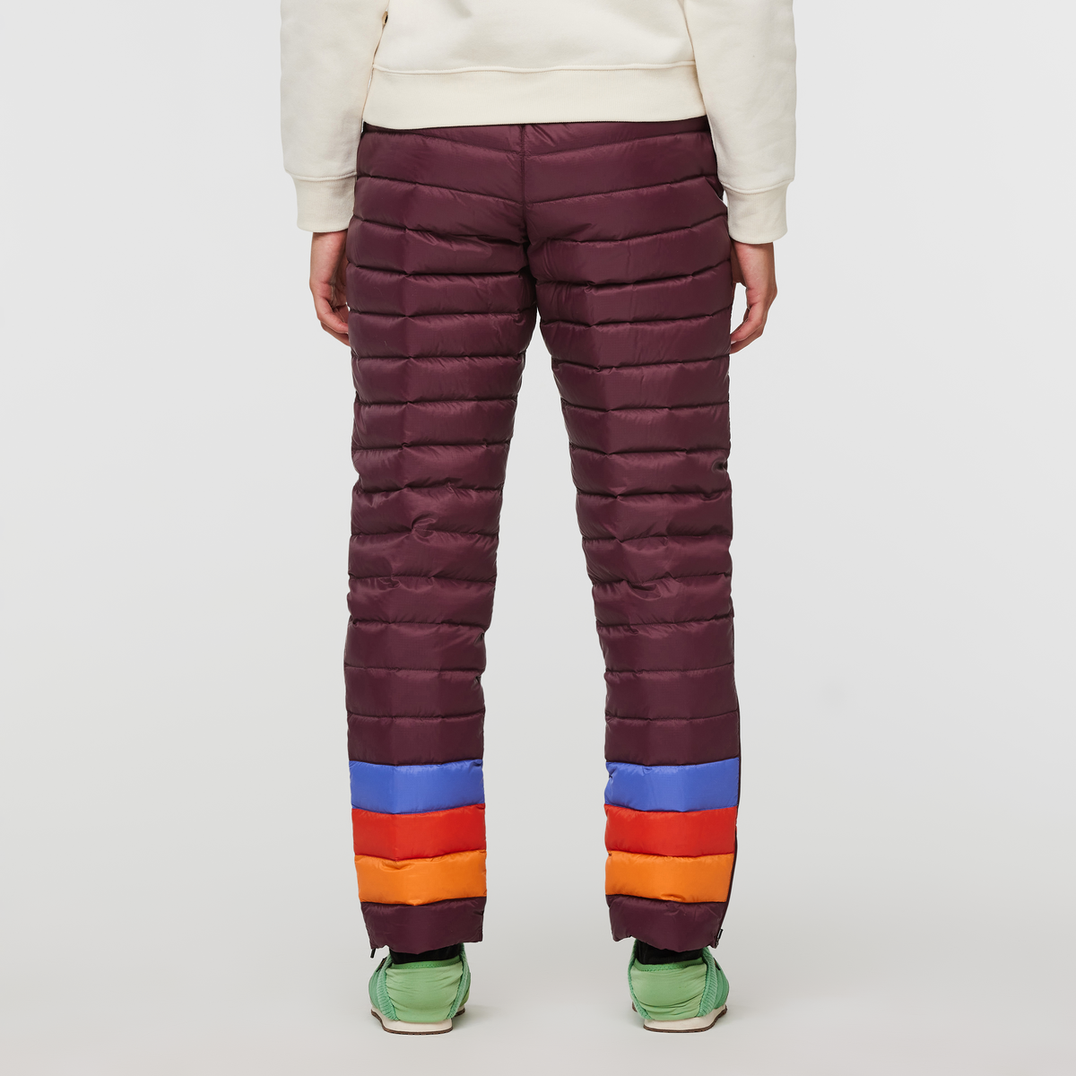 Fuego Down Pant - Women's, Wine Stripes, Model London
