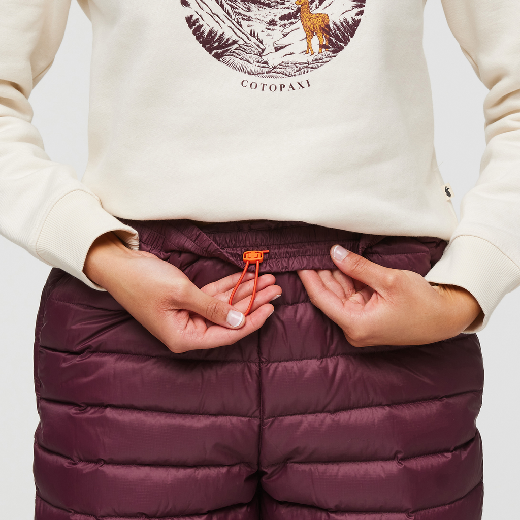 Fuego Down Pant - Women's, Wine Stripes, Model London