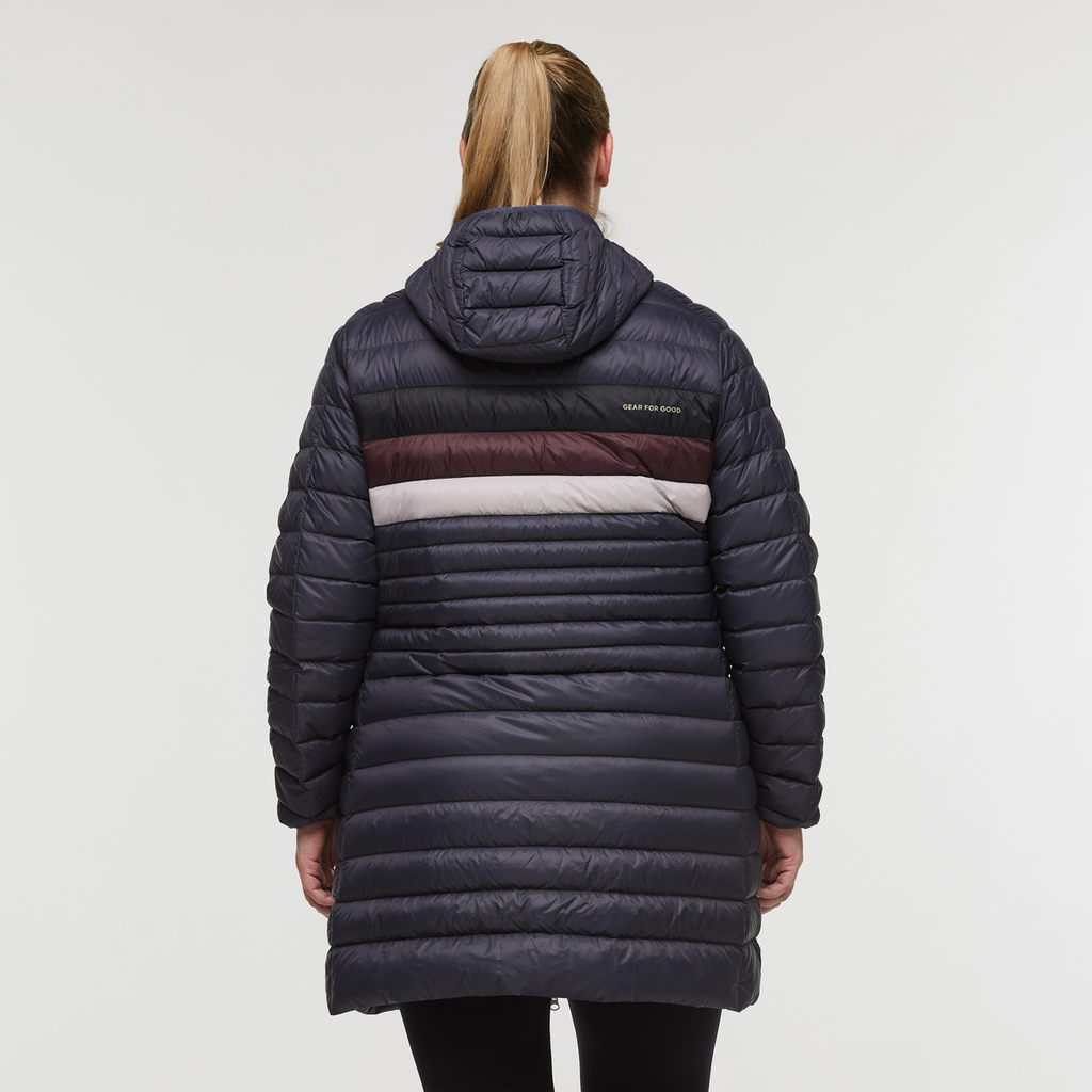Fuego Down Parka - Women's, Graphite Stripes, Model Jennifer