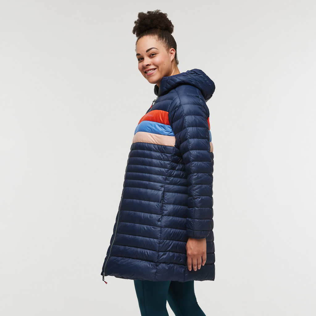 Fuego Down Parka - Women's, Ink Stripes, Model Brianna