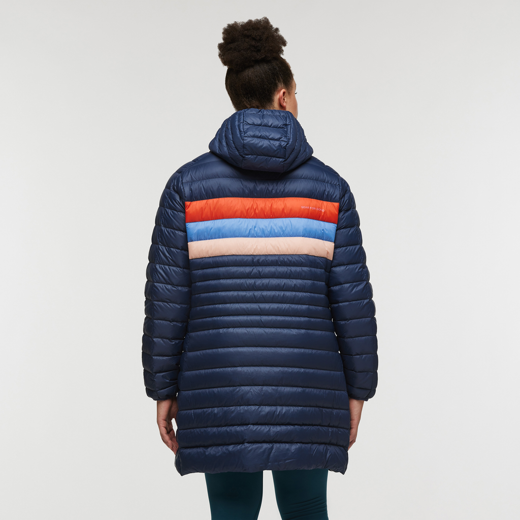 Fuego Down Parka - Women's, Ink Stripes, Model Brianna