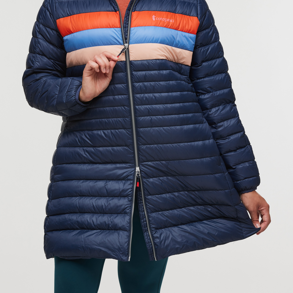 Fuego Down Parka - Women's, Ink Stripes, Model Brianna