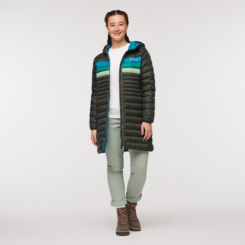 Fuego Down Parka - Women's, Woods Stripes, Model Aya