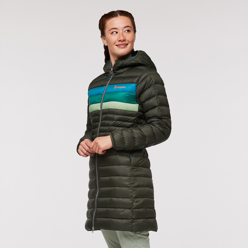 Fuego Down Parka - Women's, Woods Stripes, Model Aya