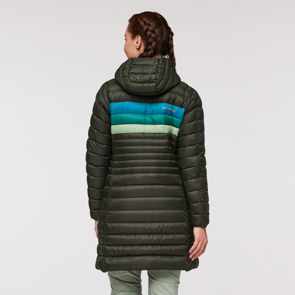 Fuego Down Parka - Women's, Woods Stripes, Model Aya