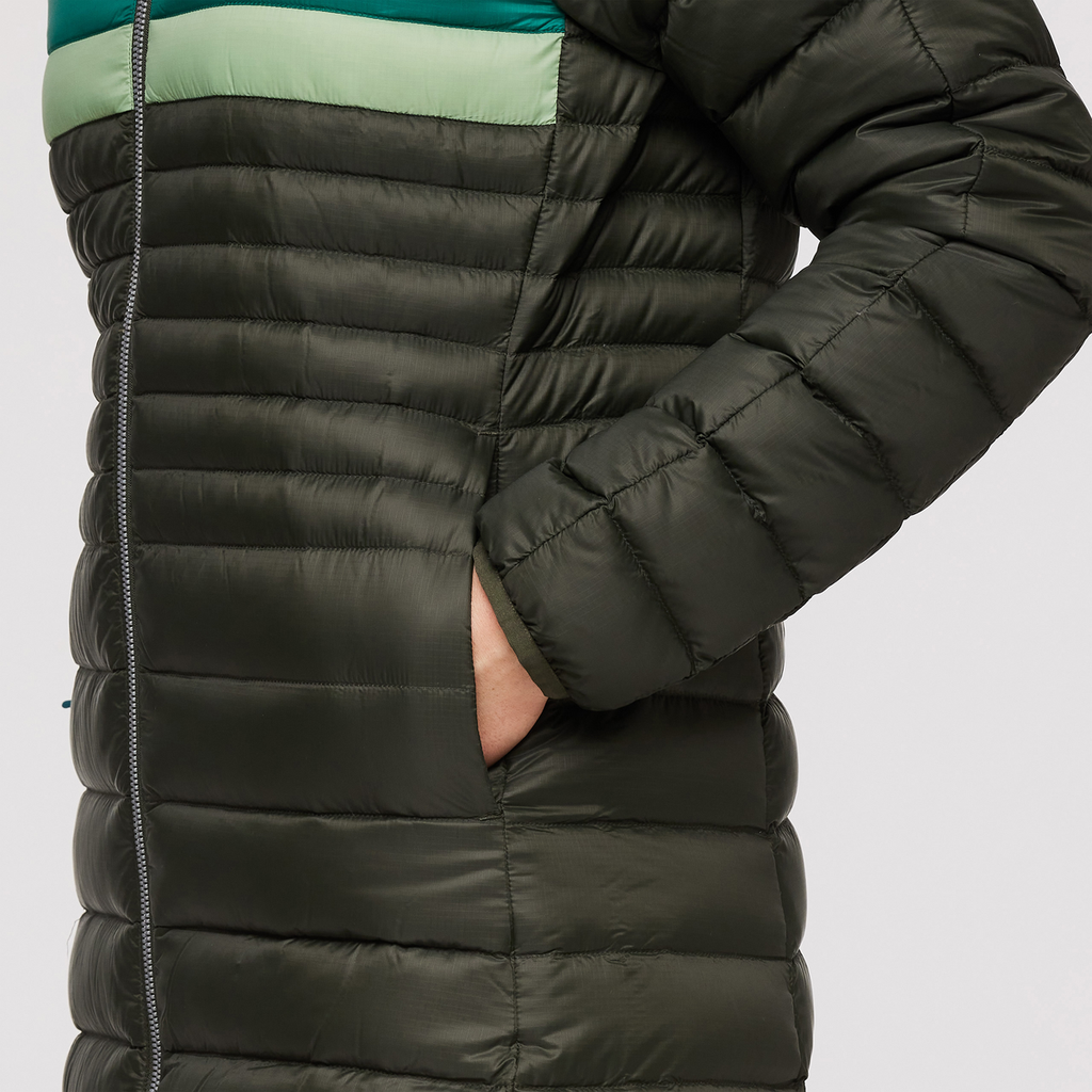 Fuego Down Parka - Women's, Woods Stripes, Model Aya