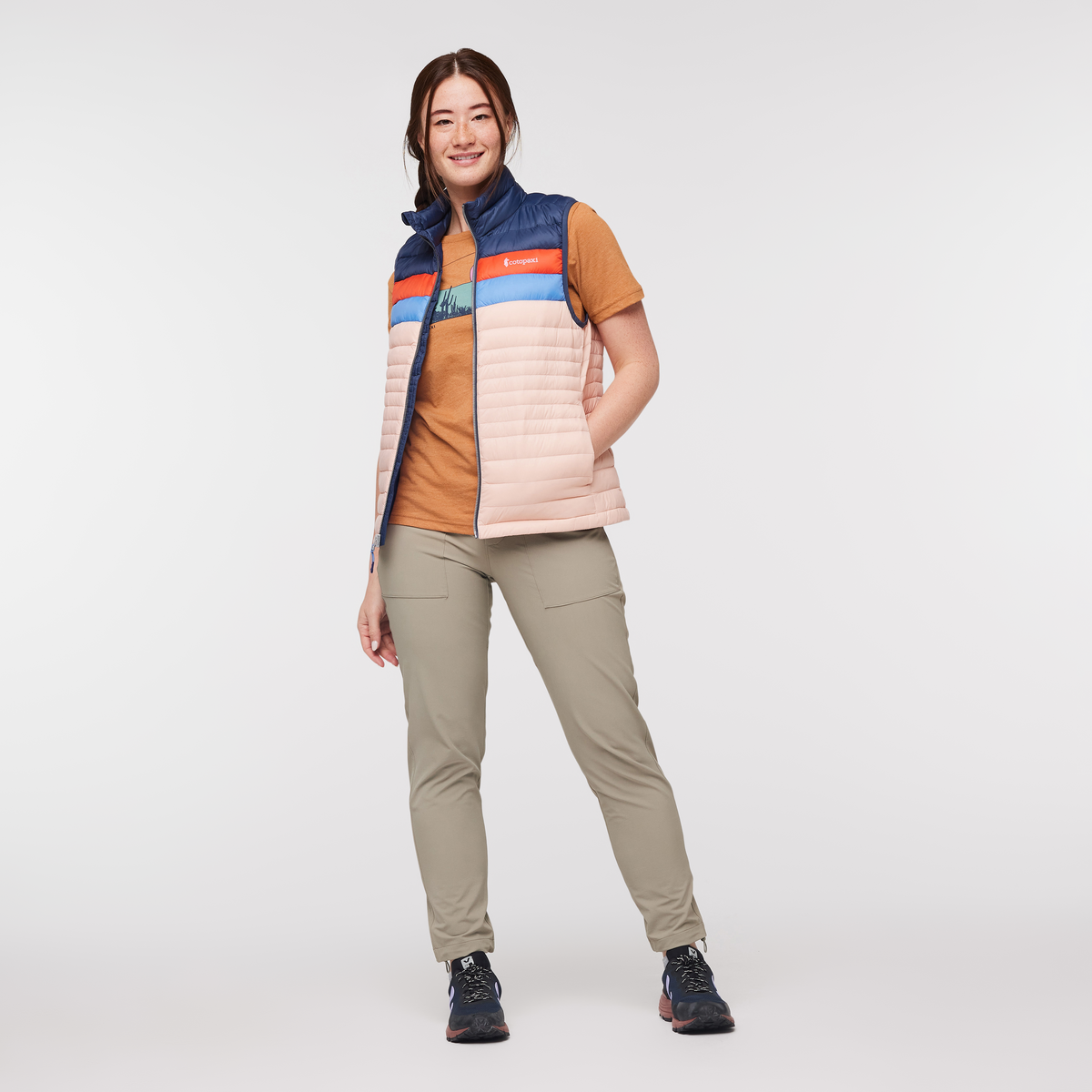 Fuego Down Vest - Women's, Ink/Rosewood, Model Aya