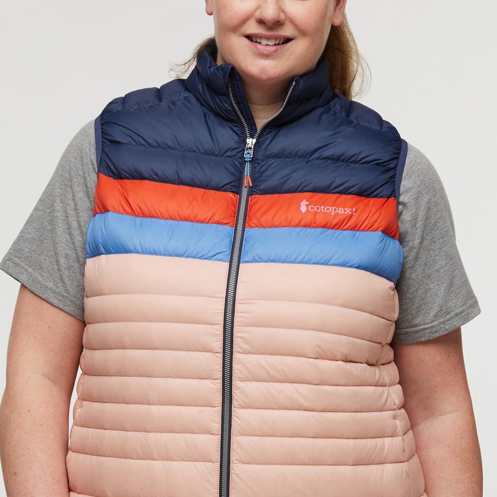 Fuego Down Vest - Women's, Ink/Rosewood, Model Jennifer