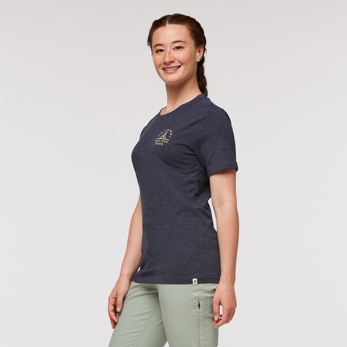 Llama Map Organic T-Shirt - Women's, Graphite, Model Aya
