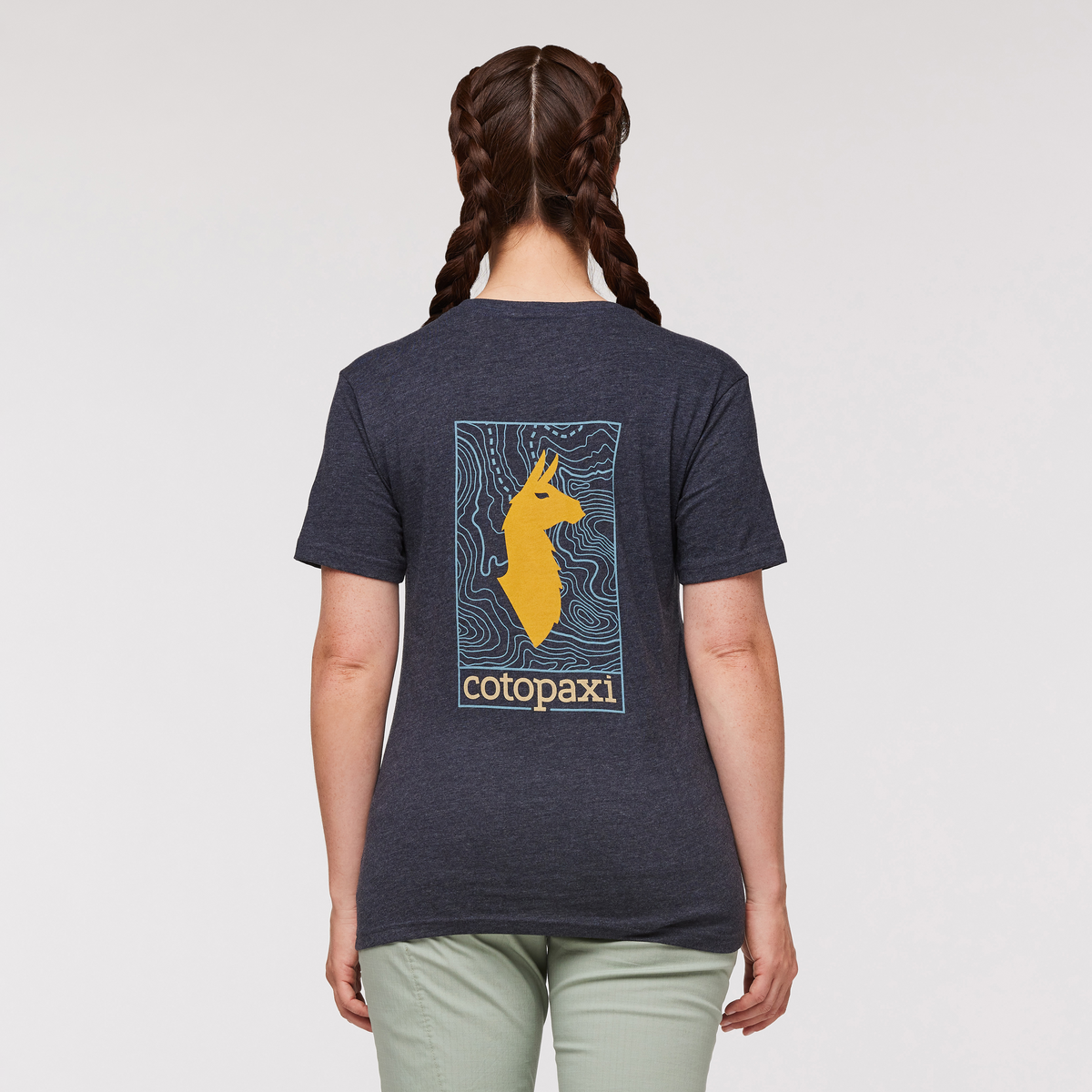 Llama Map Organic T-Shirt - Women's, Graphite, Model Aya