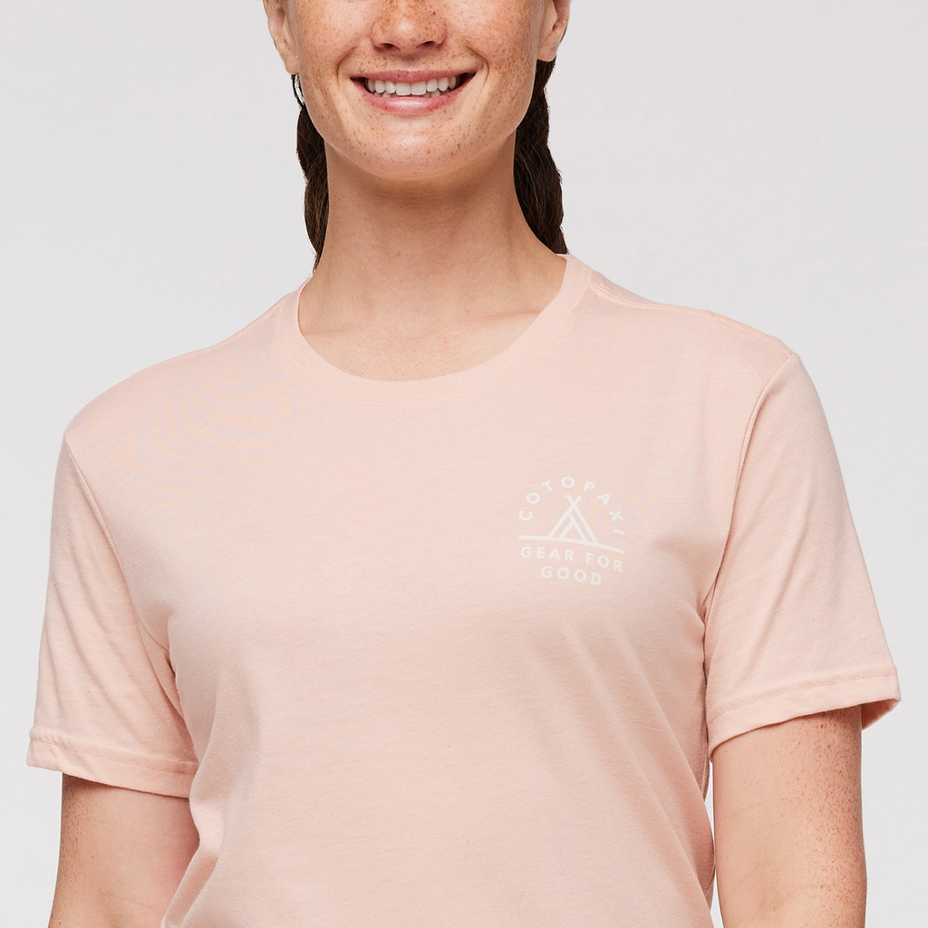 Llama Map Organic T-Shirt - Women's, Rosewood, Model Aya